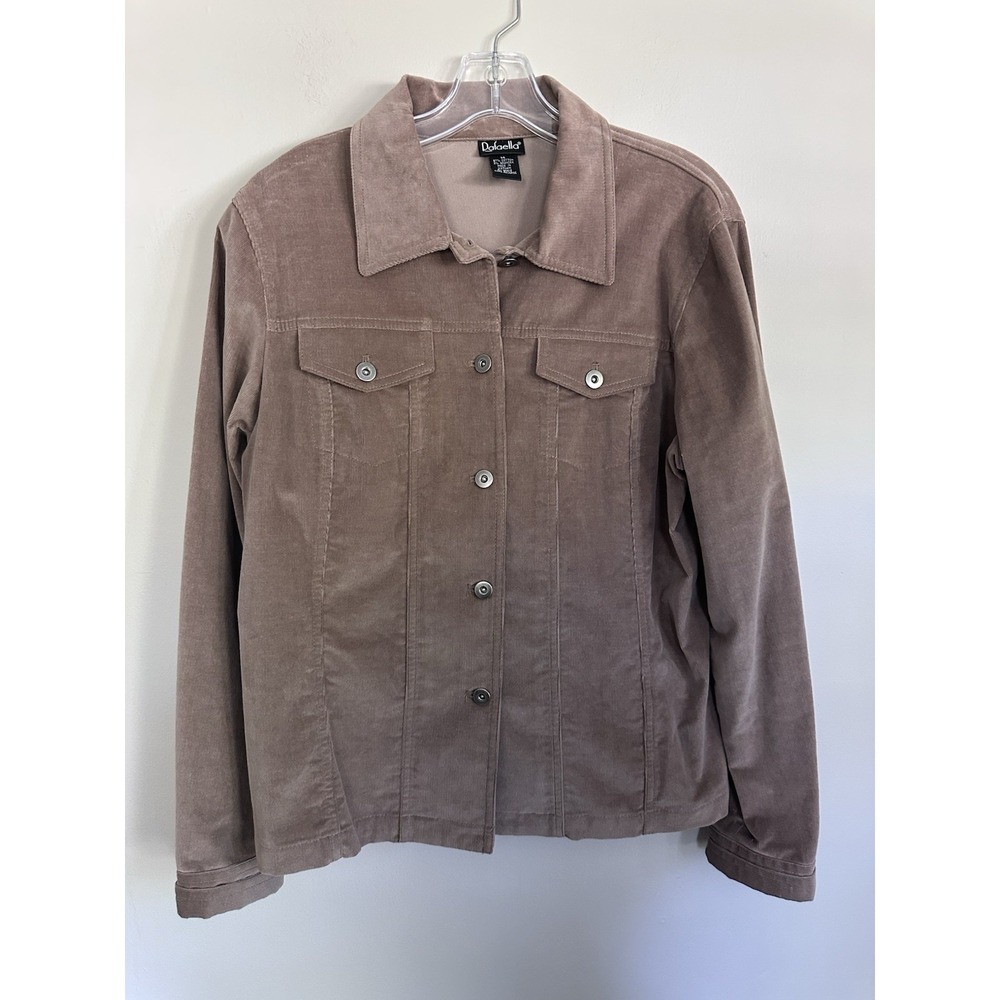 Brown‎ Stretch Corduroy Jacket Womens Classic Long Sleeved Size 14 XL Capsule
